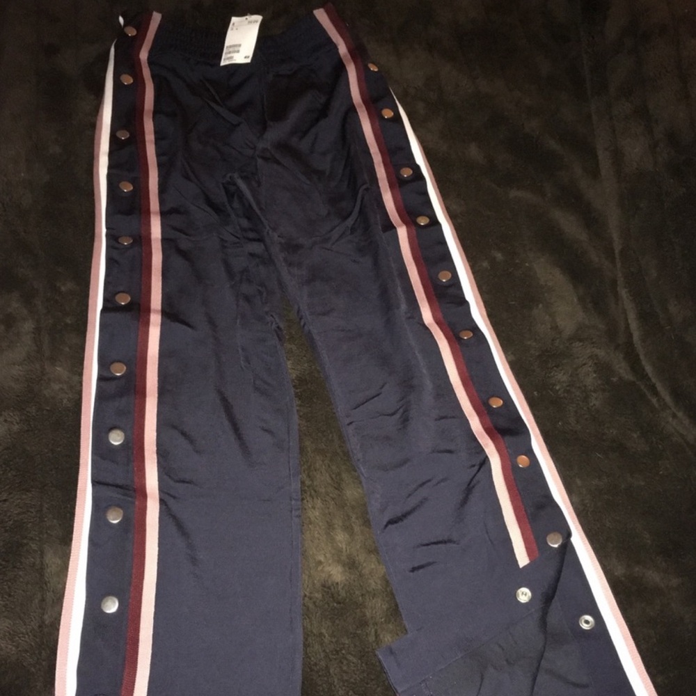 NEW H&M Trend wide leg Track pant navy blue
